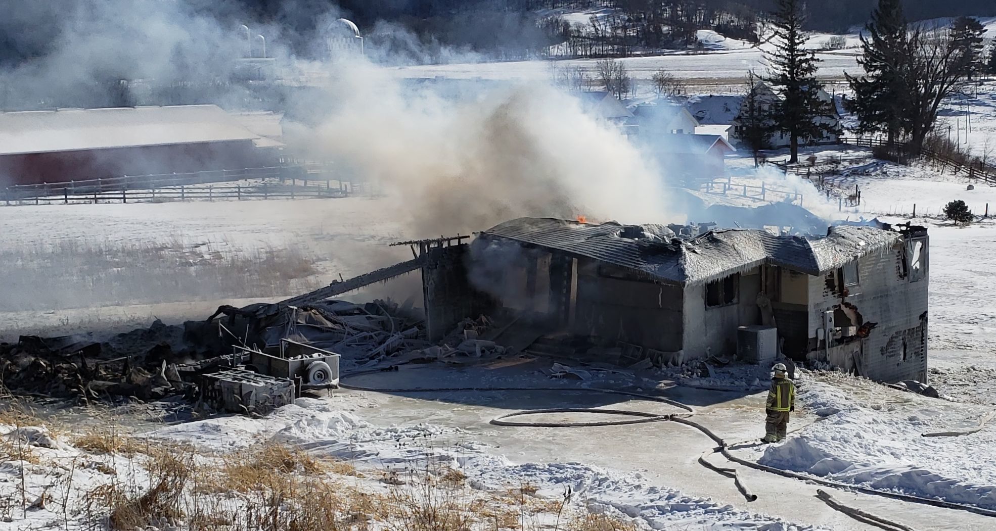 Fire at S1428 Ernies Lane, rural Chaseburg
